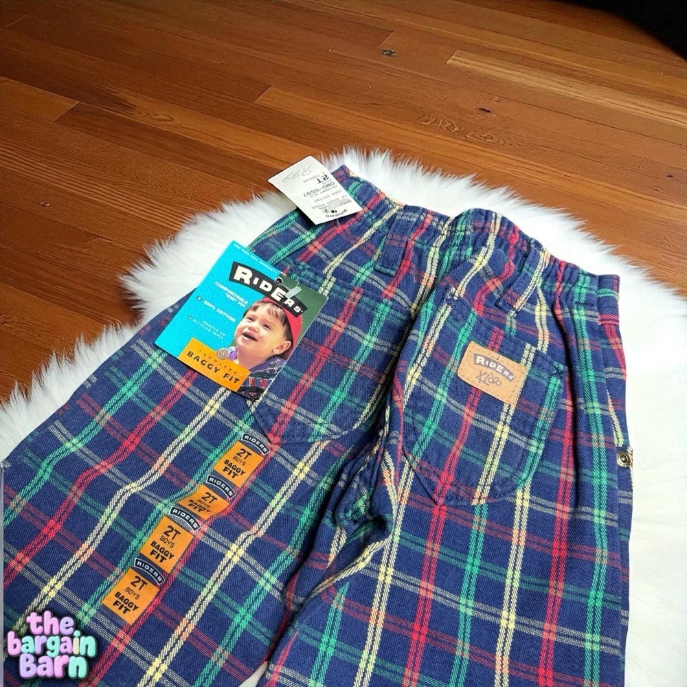 Lee Riders NWT 90s Vintage Boys Plaid Deadstock Retro Baggy Jeans *RARE* (2T) - Picture 6 of 7